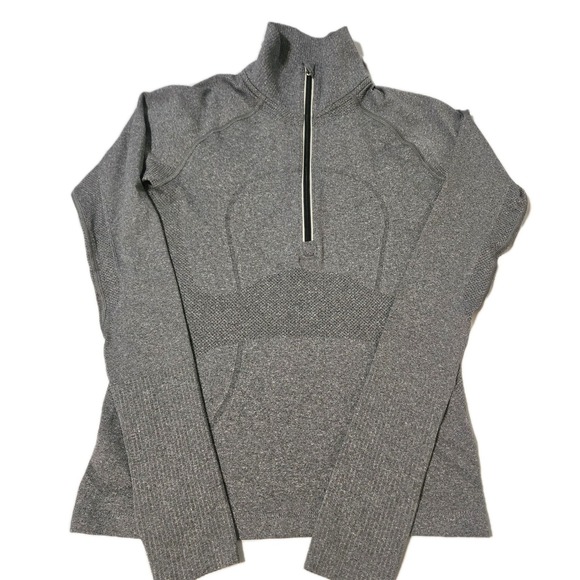 lululemon athletica Tops - Lululemon Swiftly Tech Half Zip Pullover Heather Gray Thumb Holes Size 2